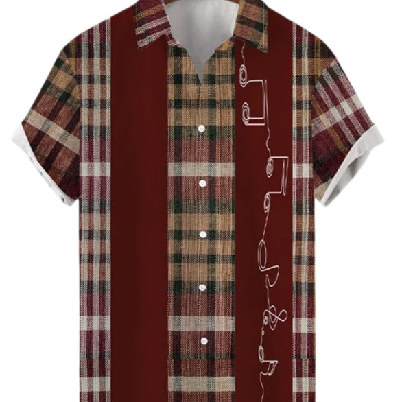 Ashore Shop painting geometric printing short sleeved top for men's fashionable clothing summer beach vacation casual shirt