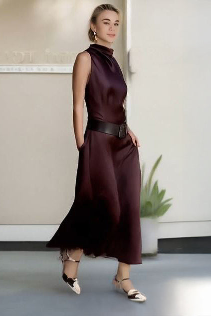 Summer_Satin_Dress_ASHORE_Shop_Refined_Sleeveless_Brown_Satin_Dress-1