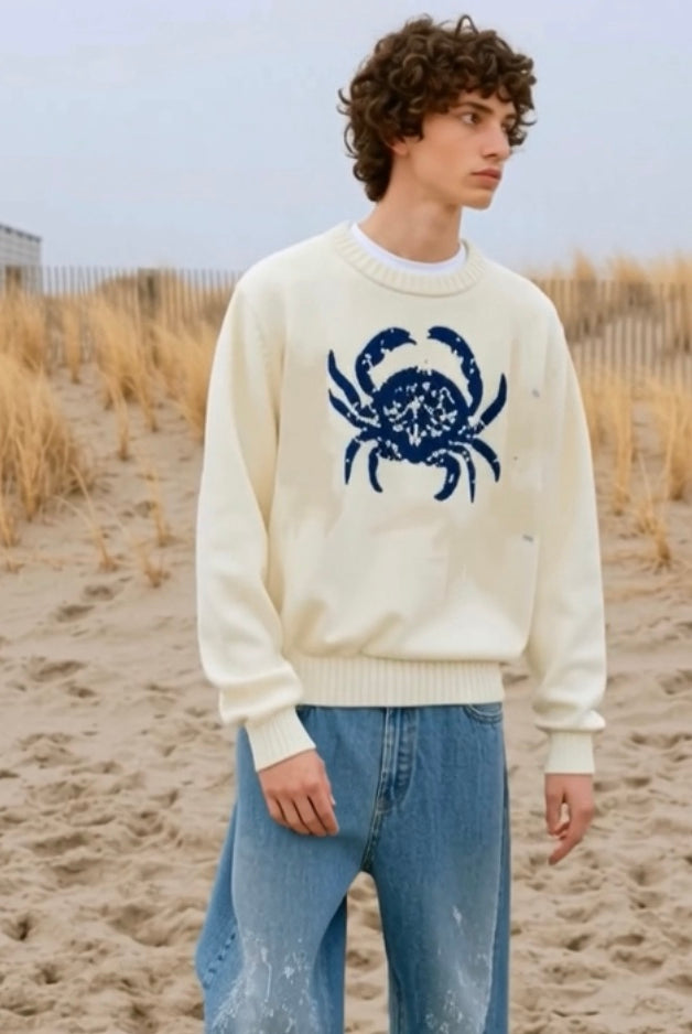 The_Ocean_Life_Ashore_Unisex_Crab_Jacquard_Sweater_Jumpers-1