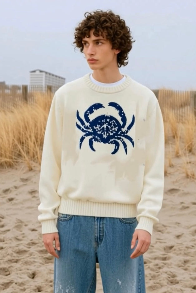 The_Ocean_Life_Ashore_Unisex_Crab_Jacquard_Sweater_Jumpers
