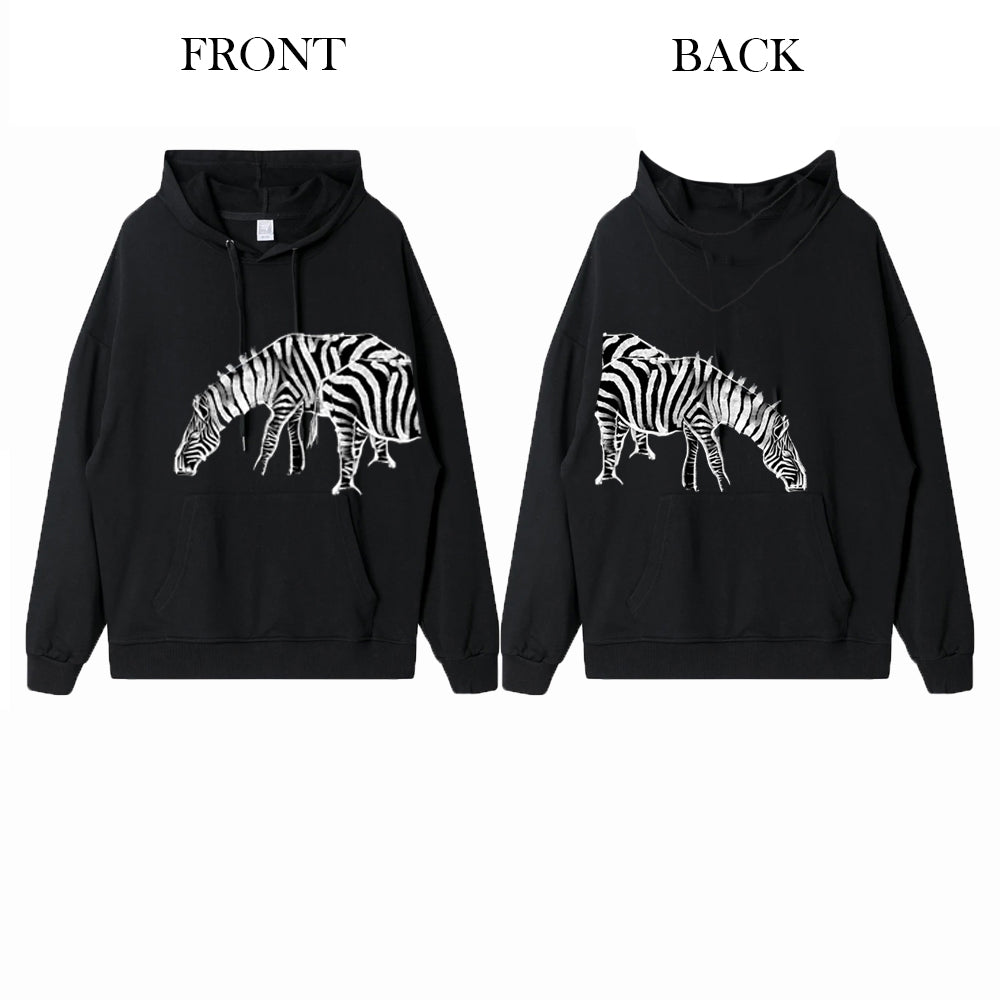Zebra Dual Match Hoodies Unisex Valentine Artist Hand Painting A& B Couple Matching Hoodies