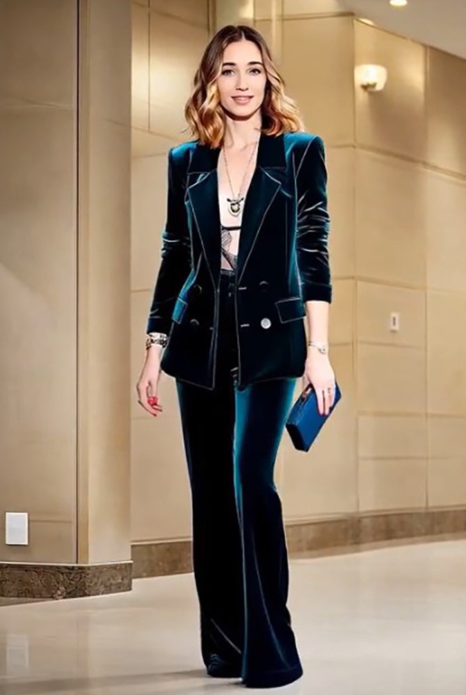 Velvet_Blazer_Pants_Women_Set_Purple_Brown_Autumn_Winter_New-1