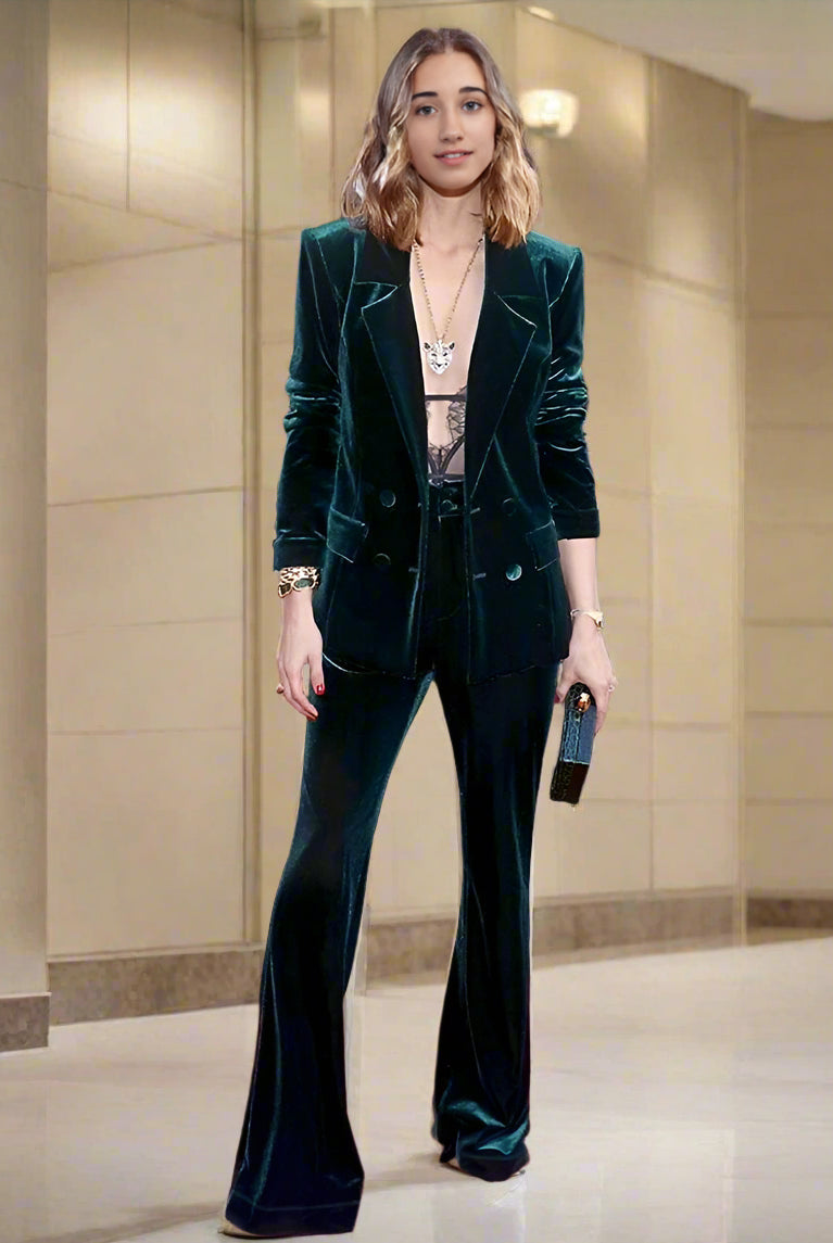 Velvet_Blazer_Pants_Women_Set_Purple_Brown_Autumn_Winter_New-2