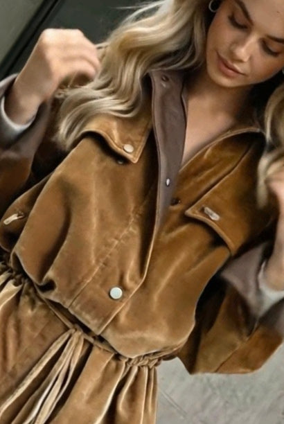 Velvet_Trench_Coat_ASHORE_Golden_Velvet_Utility_Windbreaker_Coat-1