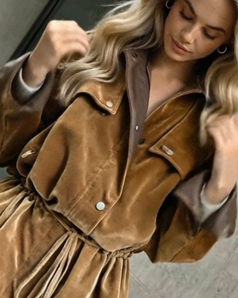Velvet_Trench_Coat_ASHORE_Golden_Velvet_Utility_Windbreaker_Coat-1
