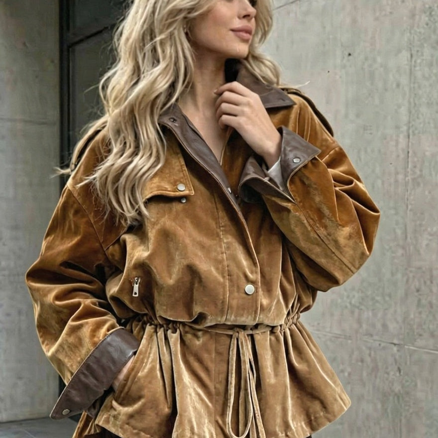 Velvet_Trench_Coat_ASHORE_Golden_Velvet_Utility_Windbreaker_Coat-3