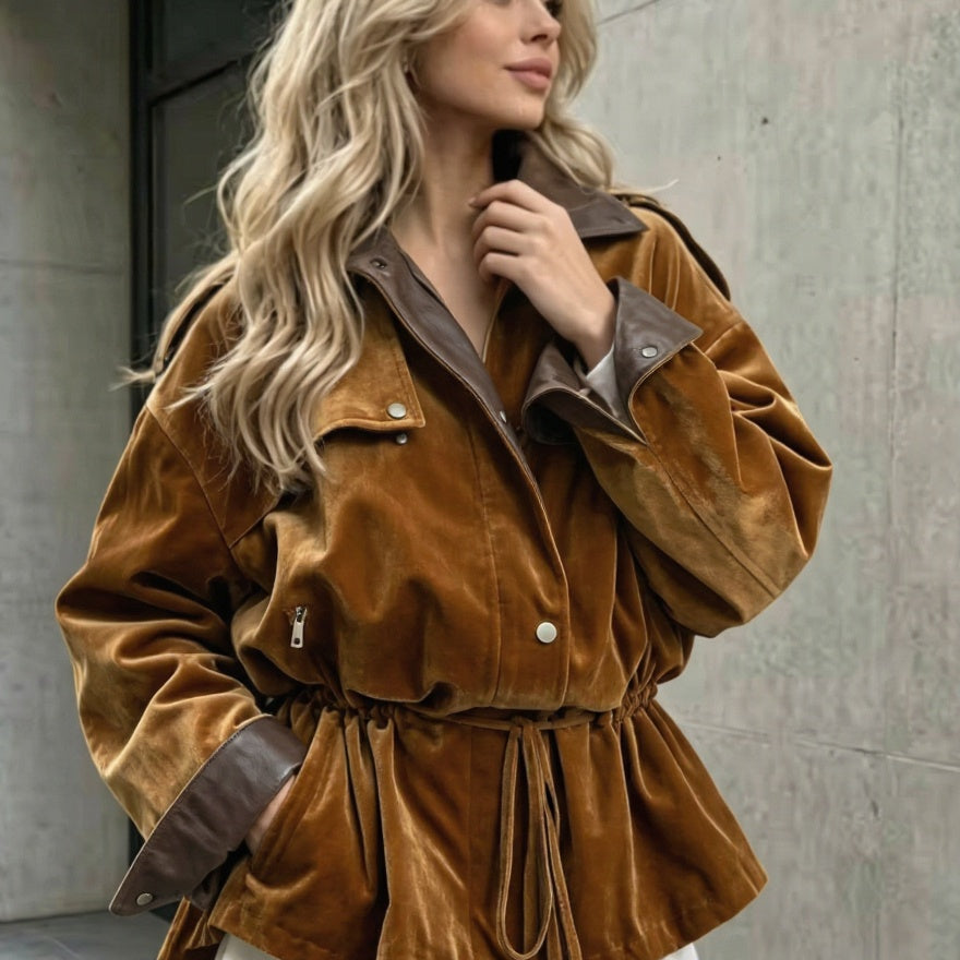 Velvet_Trench_Coat_ASHORE_Golden_Velvet_Utility_Windbreaker_Coat-3
