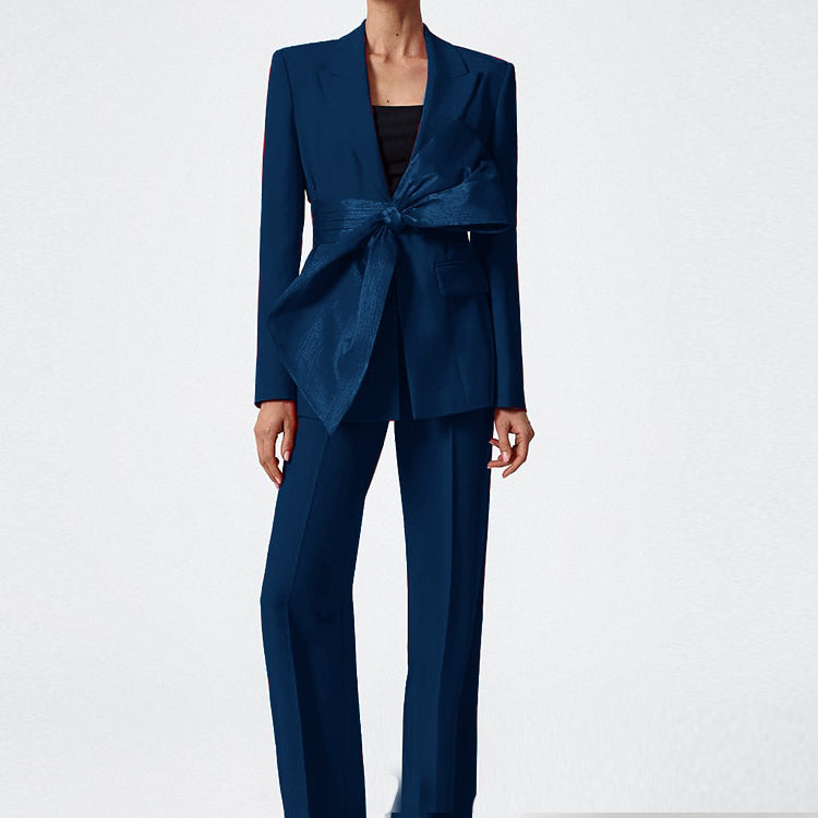 Women's 2-Piece High Street Suit Tailored Tailored Pointed Lapel Party Tuxedo Pants Set Womens Clothing Dresses for Prom Top Red