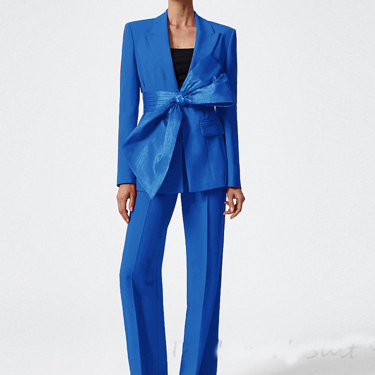 Women's 2-Piece High Street Suit Tailored Tailored Pointed Lapel Party Tuxedo Pants Set Womens Clothing Dresses for Prom Top Red