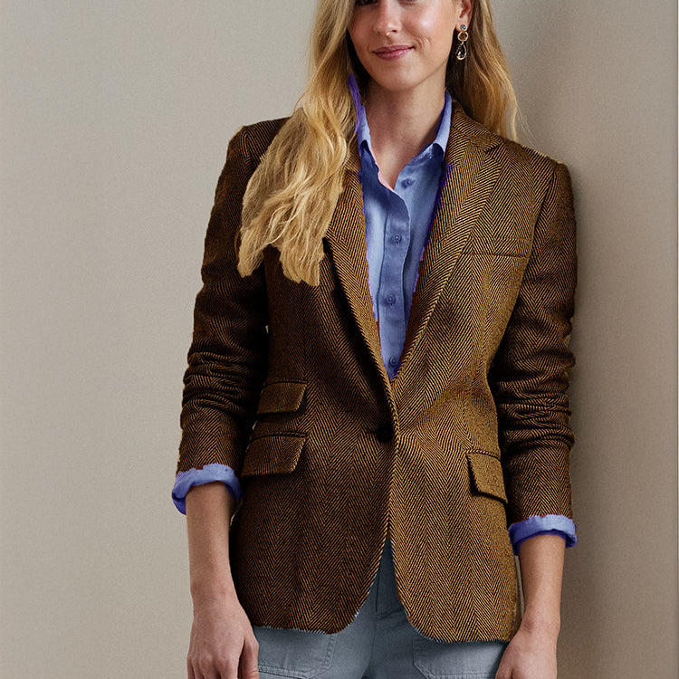 Women Classic Herringbone Blazers