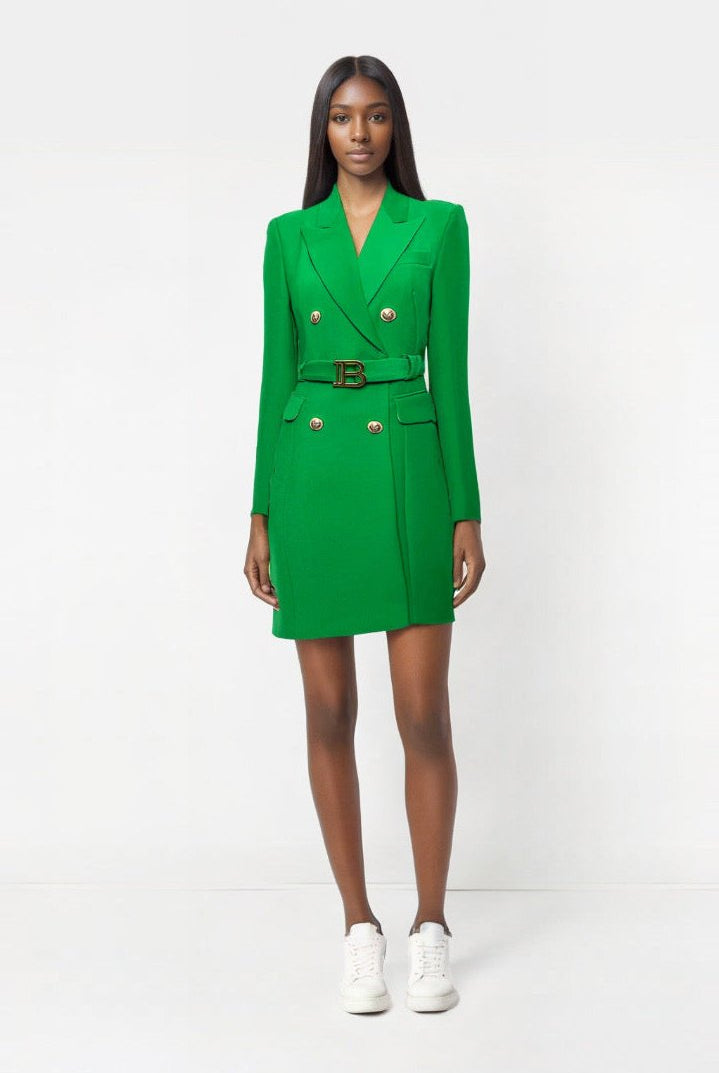 Women_bright_colors_double_breasted_suit_dress_long_sleeve_for_formal_occasions-Greenb