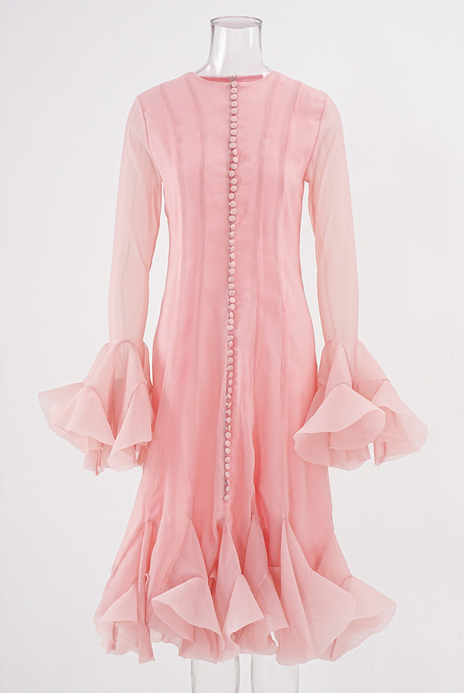 Women_long_sleeve_layered_ruffled_hem_short_and_long_dresses-8