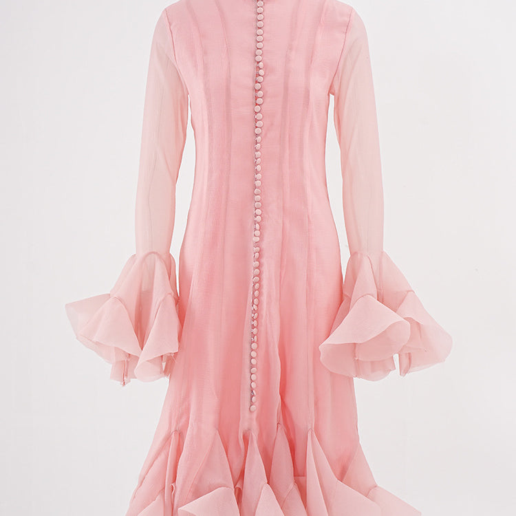 Women_long_sleeve_layered_ruffled_hem_short_and_long_dresses-8