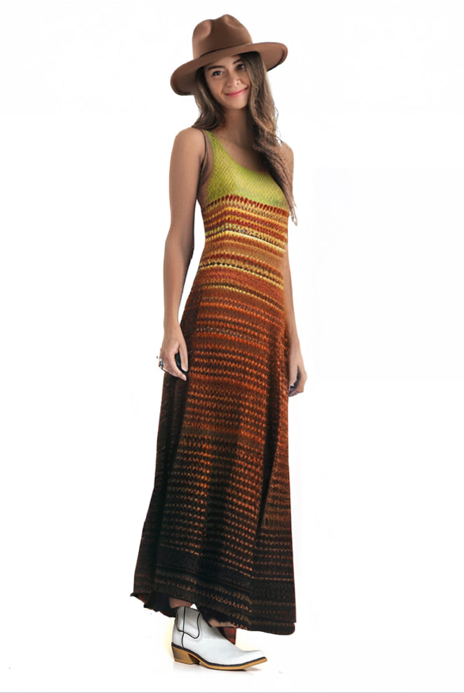 Women_s_Knitted_Gradient_Orange_Stripe_Western_Maxi_A-Line_Dress-2
