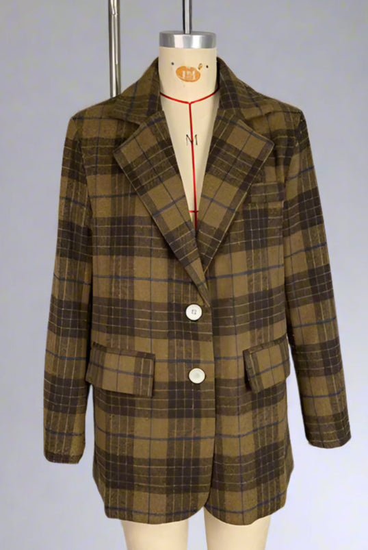 Women_travel_plaid_two_piece_sets_top_blazer_jacket_with_wide_leg_matching_pant-1