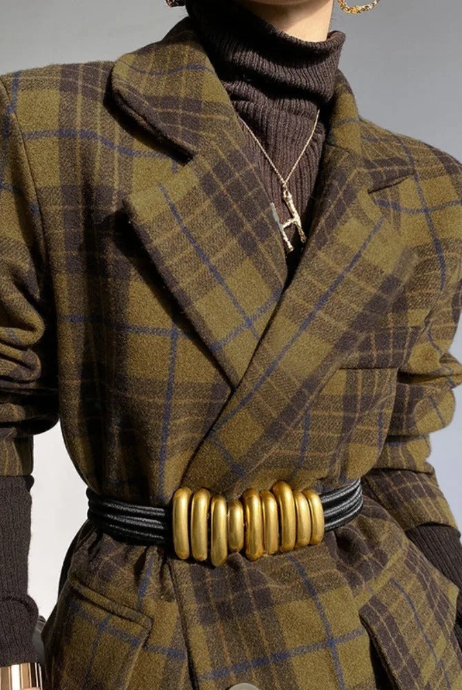 Women_travel_plaid_two_piece_sets_top_blazer_jacket_with_wide_leg_matching_pant-2