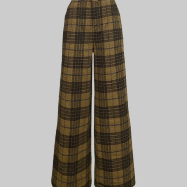 Women_travel_plaid_two_piece_sets_top_blazer_jacket_with_wide_leg_matching_pant-5