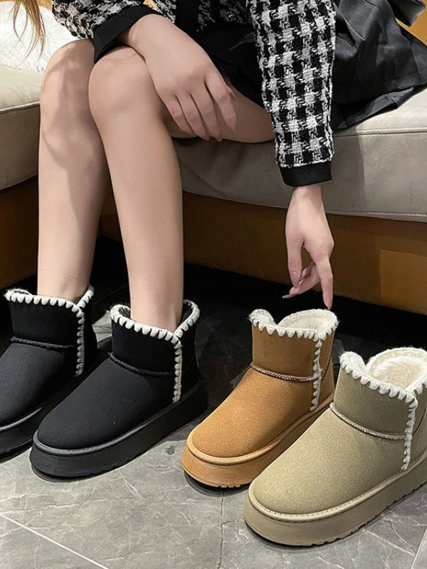 Womens-Winter-Flat-Shoes-moccasin-Snow-Winter-Cowskin-Boots