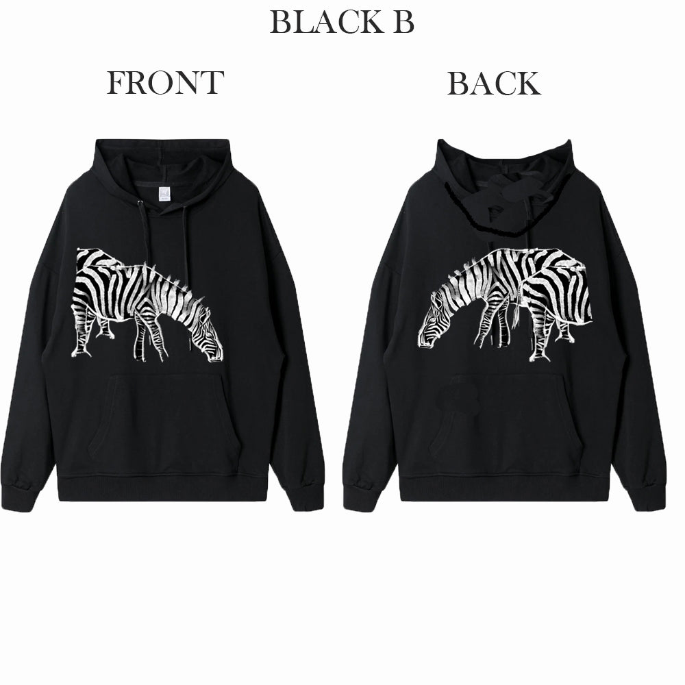 Zebra Dual Match Hoodies Unisex Valentine Artist Hand Painting A& B Couple Matching Hoodies