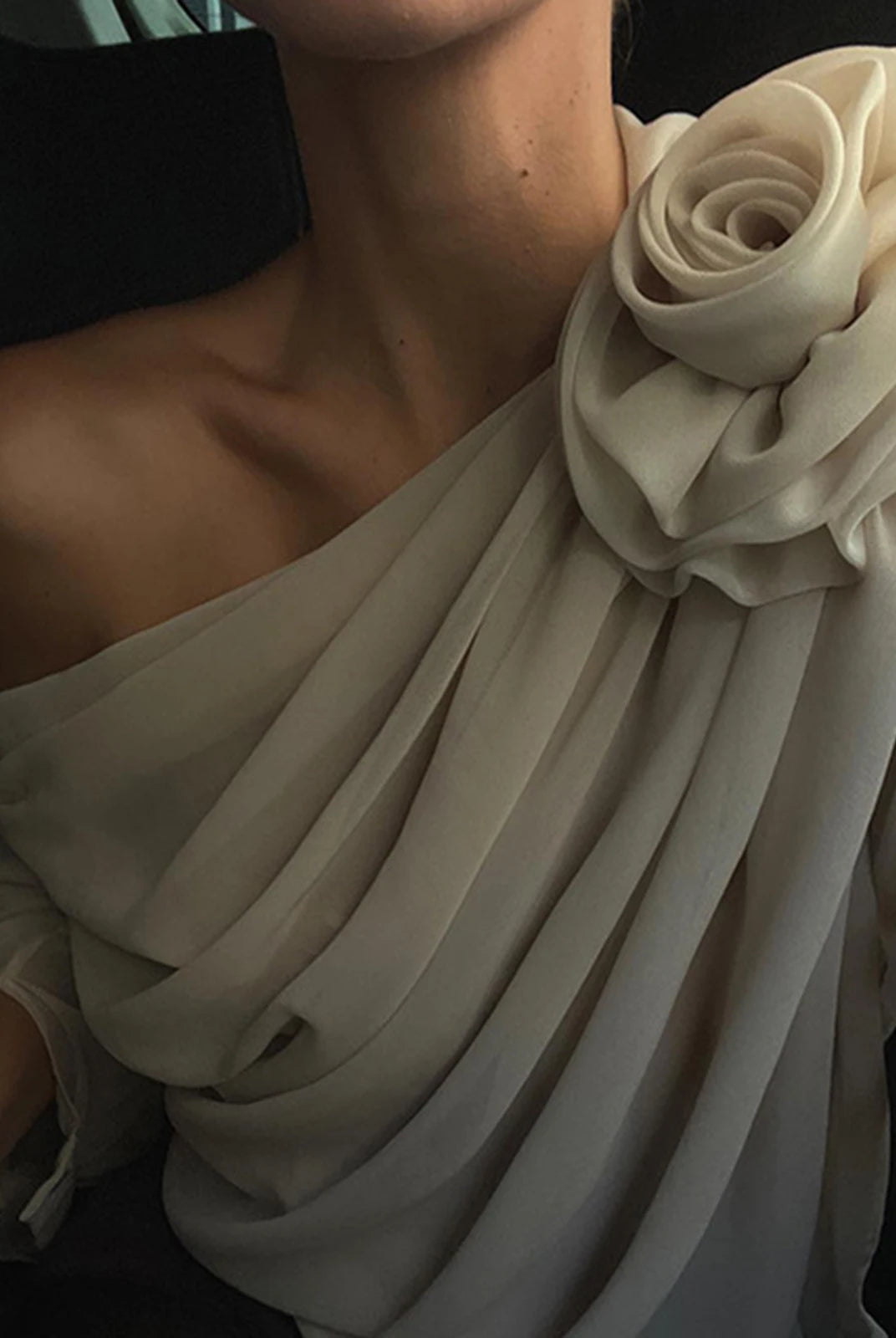 -ashoreshop-womens-spring-tops-Women-s-Chiffon-Blouse-Loose-Fitting-One-Shoulder-Slash-Neck-3D-Flower-tops-1