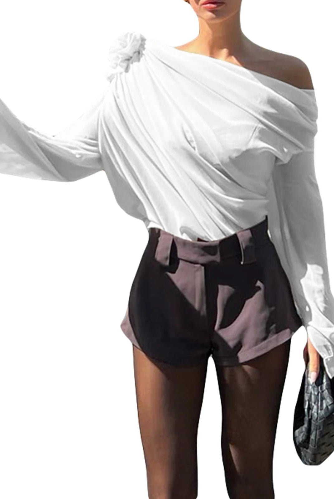 -ashoreshop-womens-spring-tops-Women-s-Chiffon-Blouse-Loose-Fitting-One-Shoulder-Slash-Neck-3D-Flower-tops-8