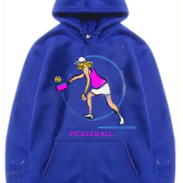 Sudadera con capucha y gráfico de jugador de pickleball para mujer, unisex, para clima frío