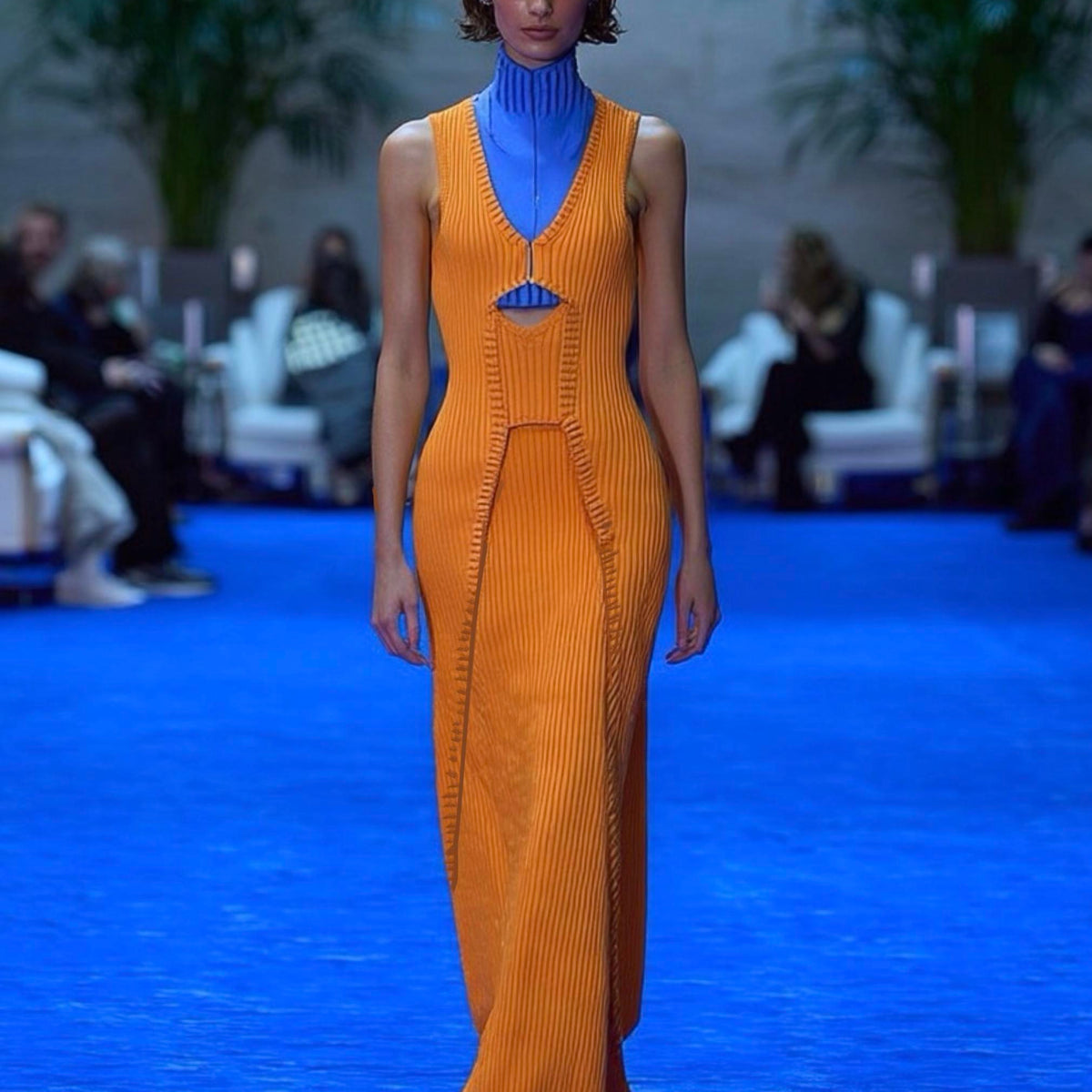 Ashore® Designer Orange Maxi Knitted Dress