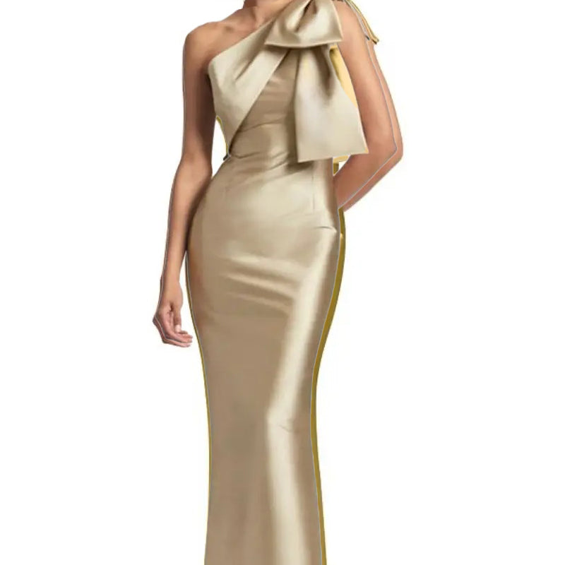 Ashore Shop Elegant One Shoulder Satin Mermaid Formal Dress