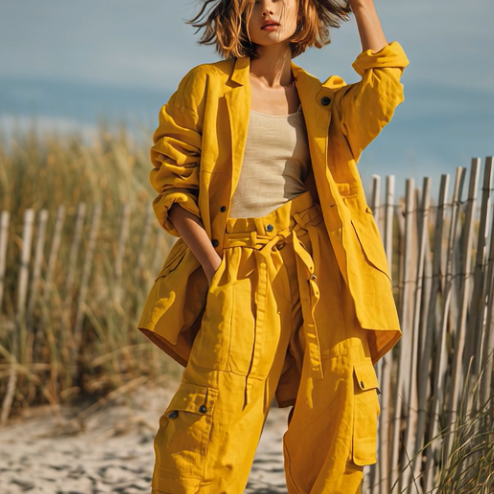 Ashore Luxury Comfort ASHORE airy two-piece linen pant sets