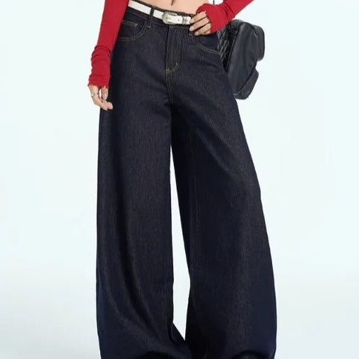 Ashore Shop Women Raw Blue Denim Wide Leg Jeans