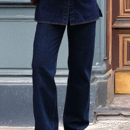 Ashore Shop Women's Two Piece Denim Pant Set Denim Shirt Top and Straight Jean