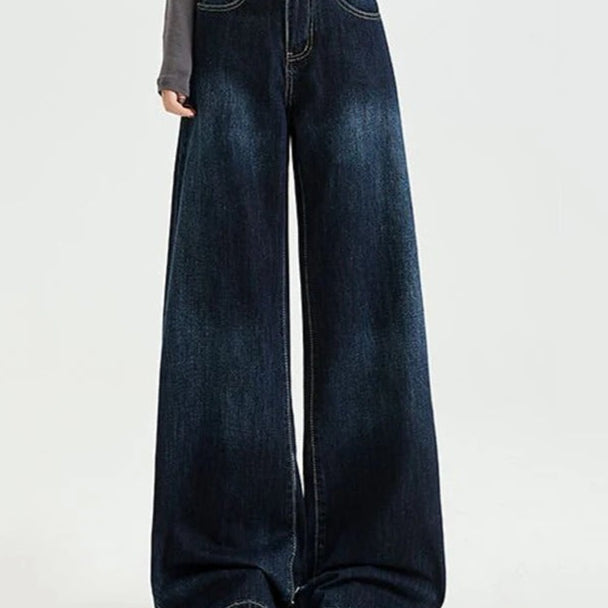 Ashore Shop Women Raw Blue Denim Wide Leg Jeans