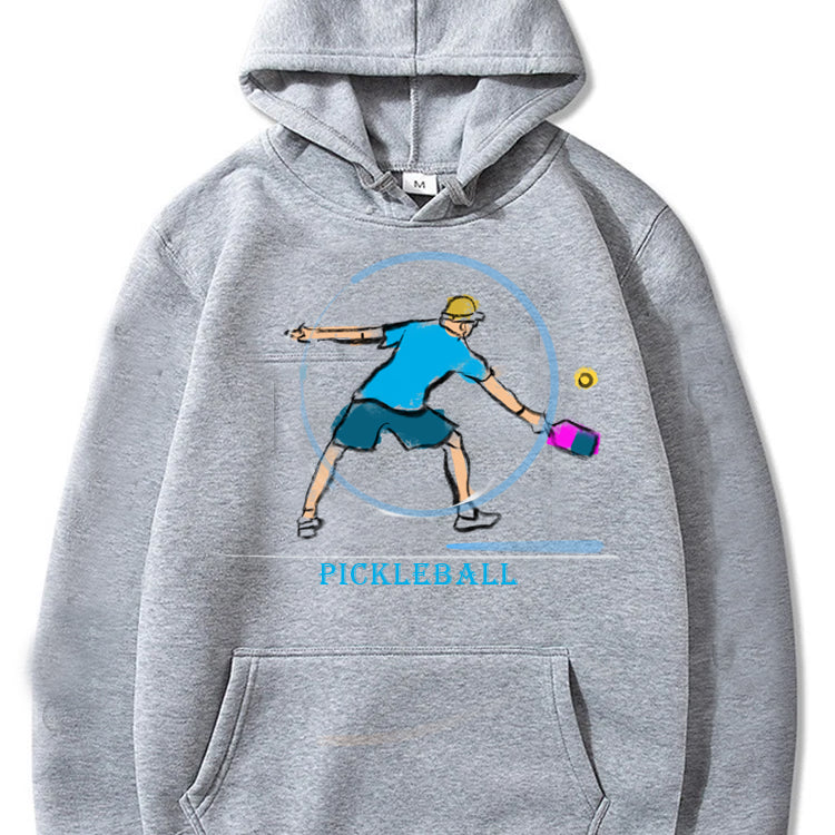 Sudadera unisex con capucha y gráfico de jugador de pickleball para hombre, ideal para clima frío