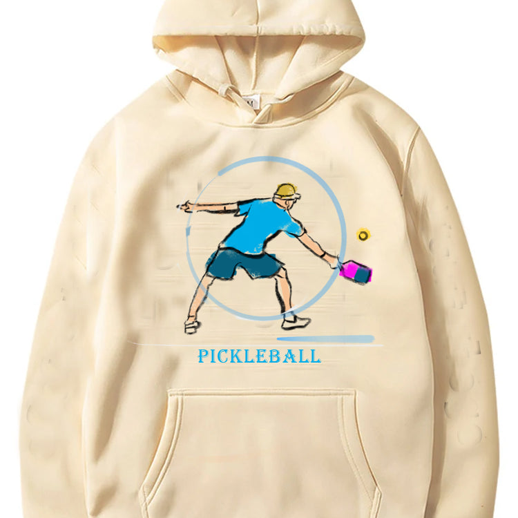 Sudadera unisex con capucha y gráfico de jugador de pickleball para hombre, ideal para clima frío