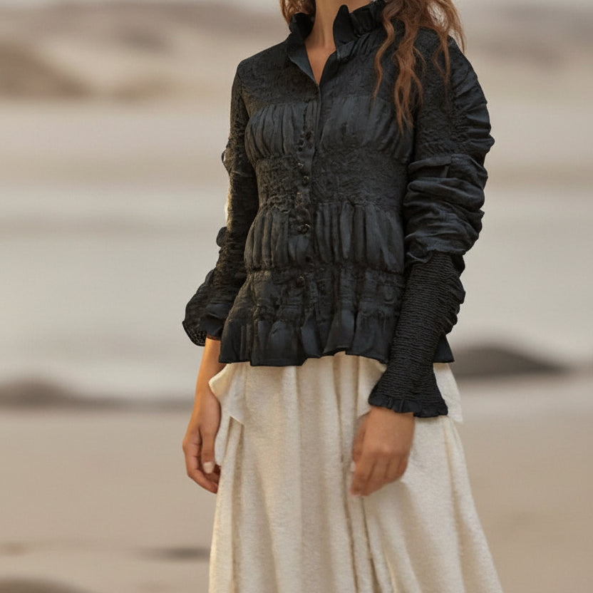 ASHORE Ripple Pleated elegant women’s pleated shirt Super Stretch