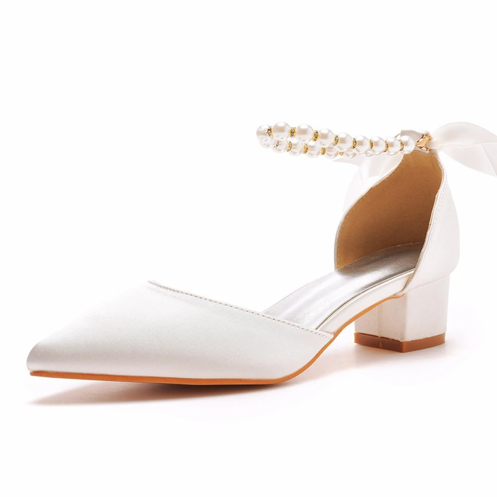 Ashore Shop Womens White Silk Beading Bride Dress Shoes