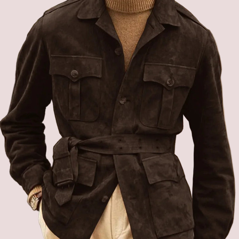 Men's Classic Suede Field-style Jacket with 4 pockets in Multiple Colors Custom Size