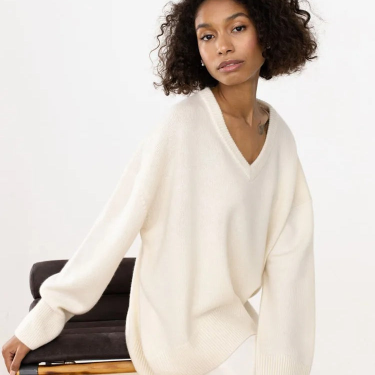 Ashore Shop V neck pull over loose sweater Winter Sweater Women