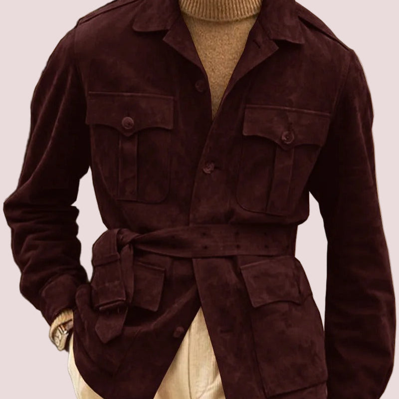 Men's Classic Suede Field-style Jacket with 4 pockets in Multiple Colors Custom Size