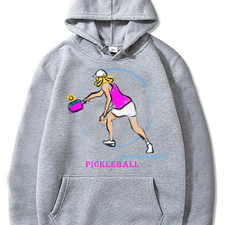 Sudadera con capucha y gráfico de jugador de pickleball para mujer, unisex, para clima frío