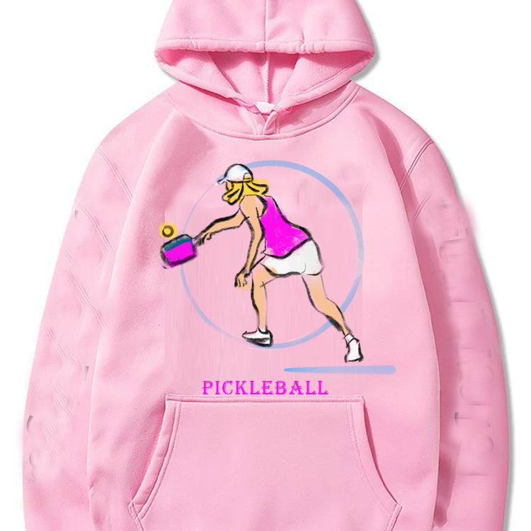 Sudadera con capucha y gráfico de jugador de pickleball para mujer, unisex, para clima frío