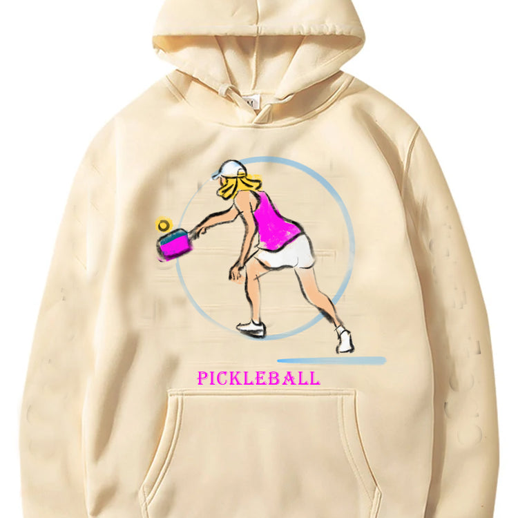 Sudadera con capucha y gráfico de jugador de pickleball para mujer, unisex, para clima frío