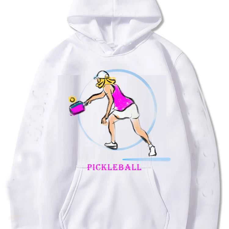 Sudadera con capucha y gráfico de jugador de pickleball para mujer, unisex, para clima frío