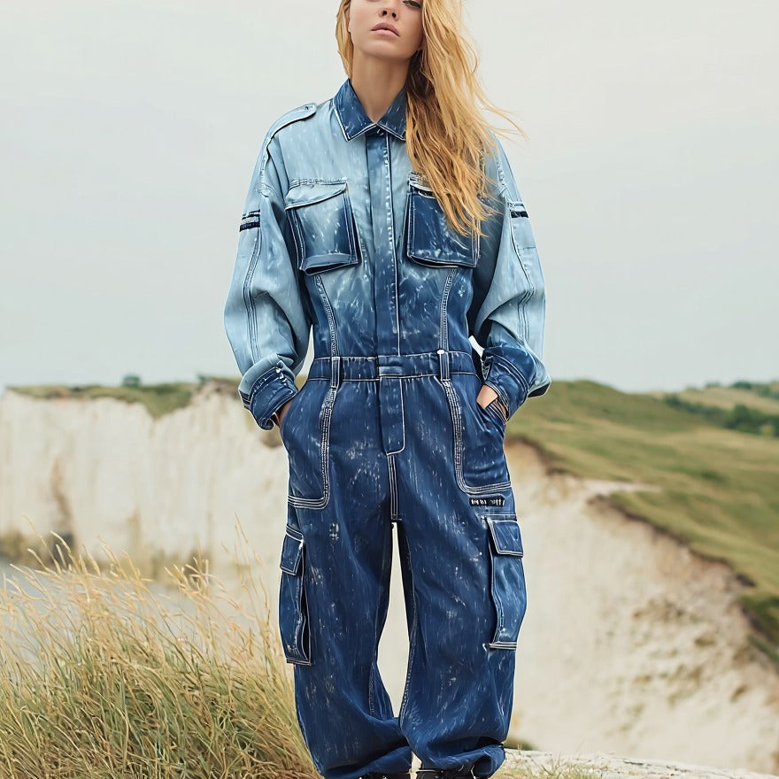 Sun Tan Series Designer contrast Washed Effect Satin Jumpsuits