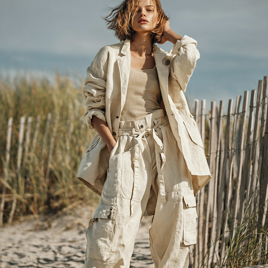Ashore Luxury Comfort ASHORE airy two-piece linen pant sets