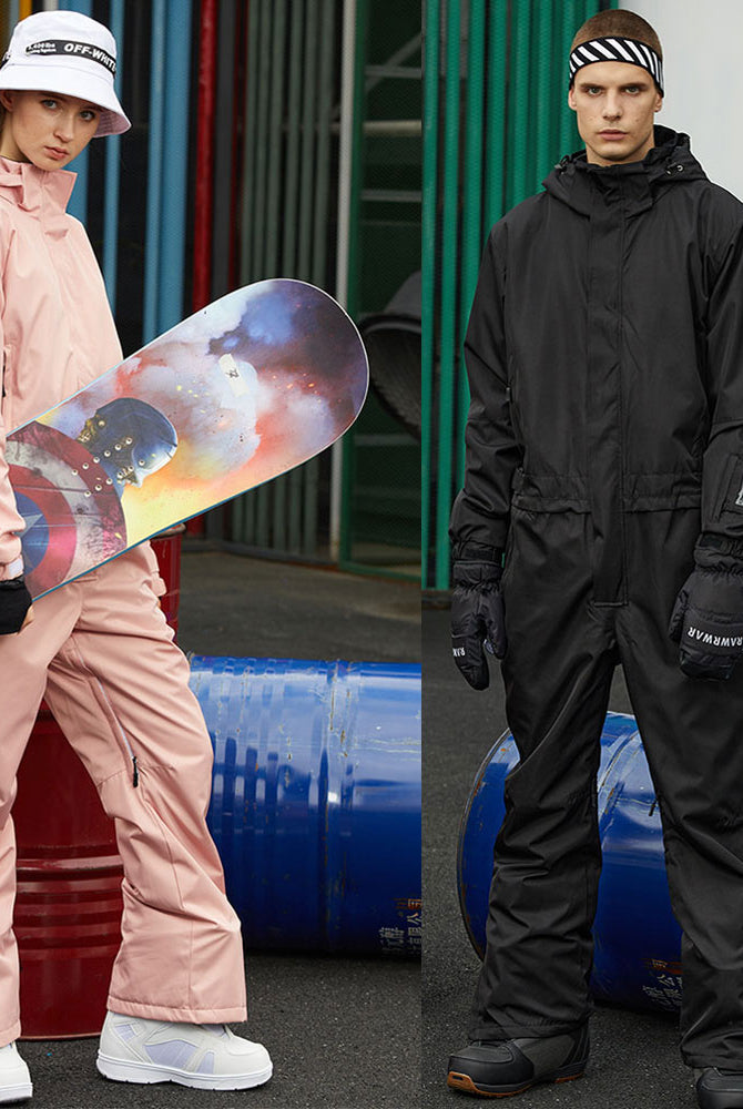 Ashore Shop Womens Ski Jumpsuits Waterproof Fabric Solid and Print Pattern Slip On and Go Ski Suits