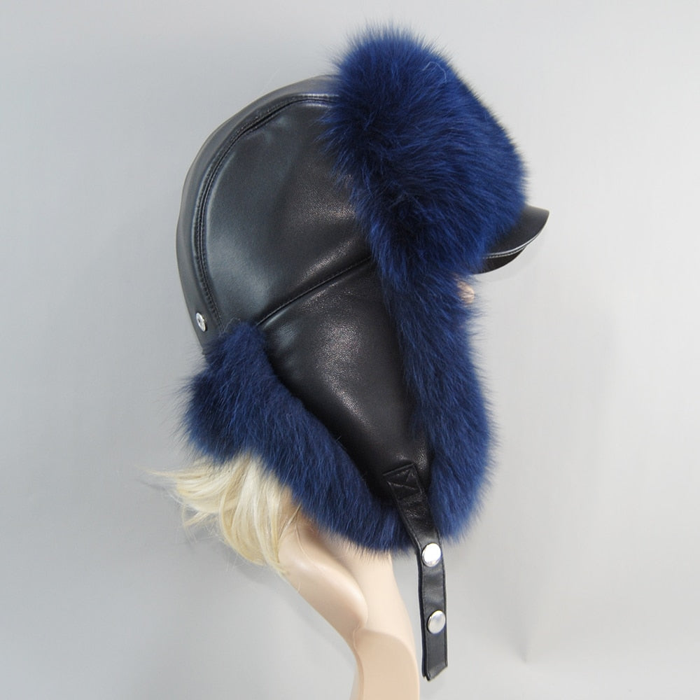 Ashore Shop Mens or Womens Bomber Style Real Fox Fur Winter Warm Hat