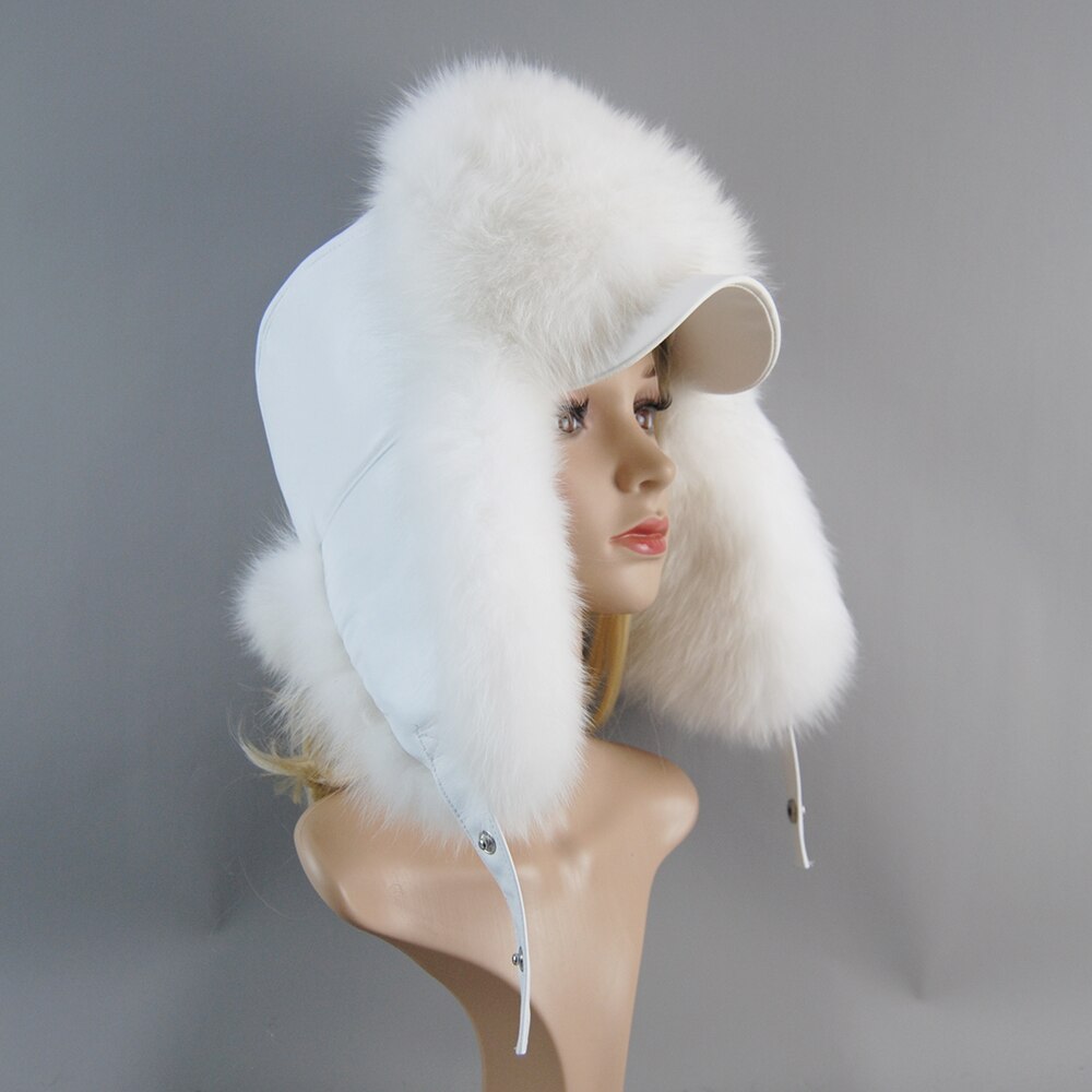 Ashore Shop Mens or Womens Bomber Style Real Fox Fur Winter Warm Hat