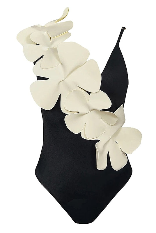 ASHORE SHOP 2023 New One Piece Swimsuit Female Sexy Floral Lace Up Swimwear Women Solid Bathing Suit Summer Beachwear Ruffle Swimming Suit