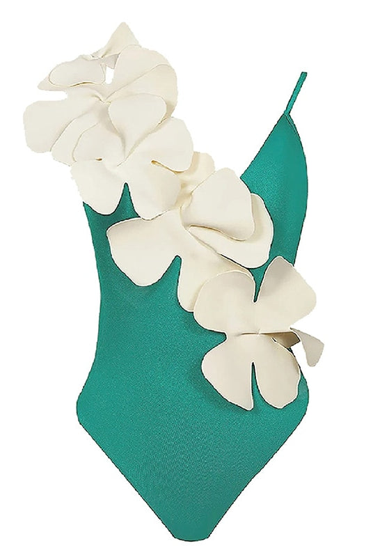 ASHORE SHOP 2023 New One Piece Swimsuit Female Sexy Floral Lace Up Swimwear Women Solid Bathing Suit Summer Beachwear Ruffle Swimming Suit